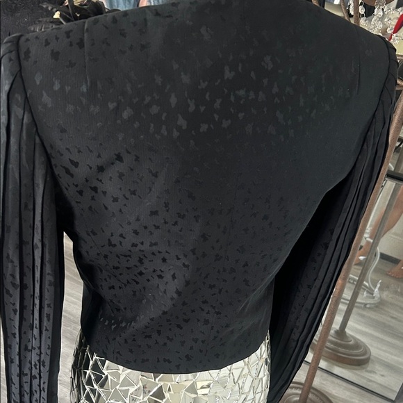 David Hayes Black Silk Women's Blazer with Leopard Print Floral Broach size 8 - Picture 7 of 10